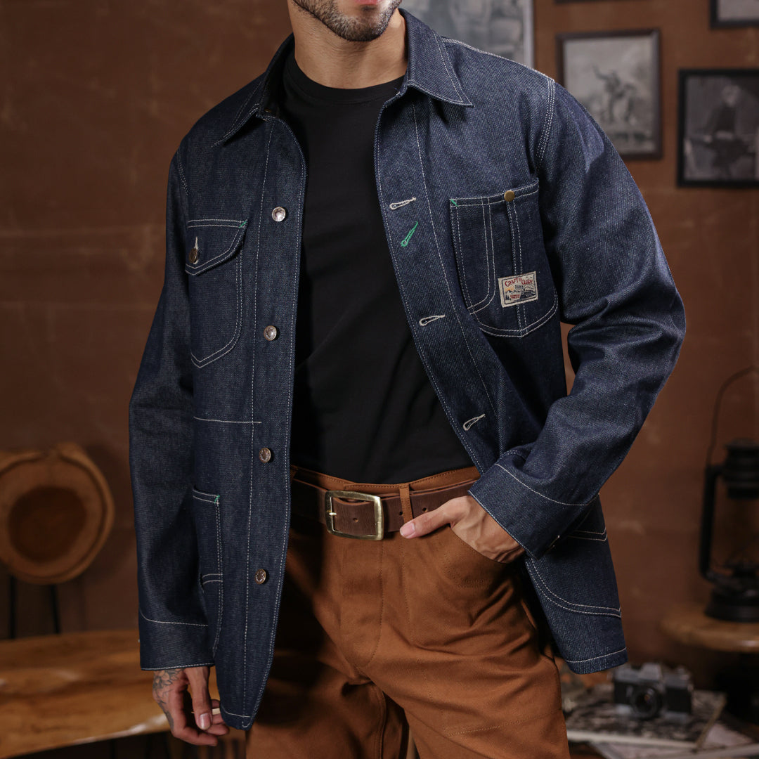 1930 Engineering Coverall Jacket Raw Denim Old Iron Blue