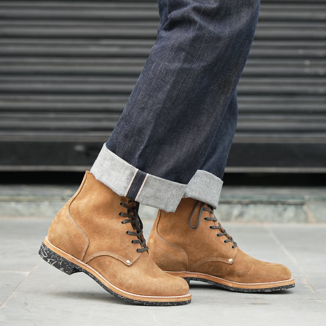 M-43 Boots 6" (Wheat Roughout) Goodyear Welted