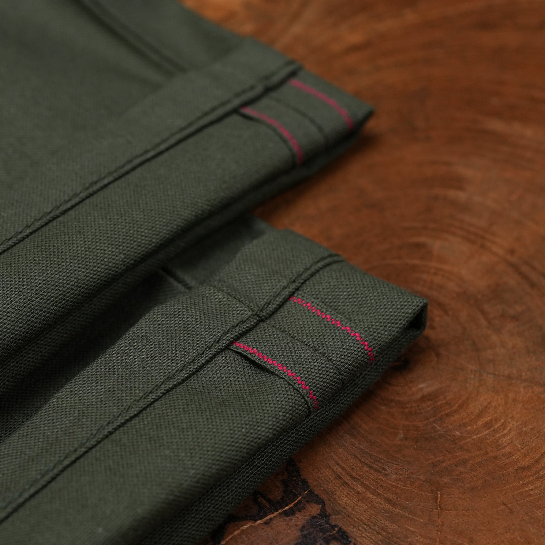 Fatigue Pants Military Green 12 Oz Selvedge Canvas For Men (True Straight)