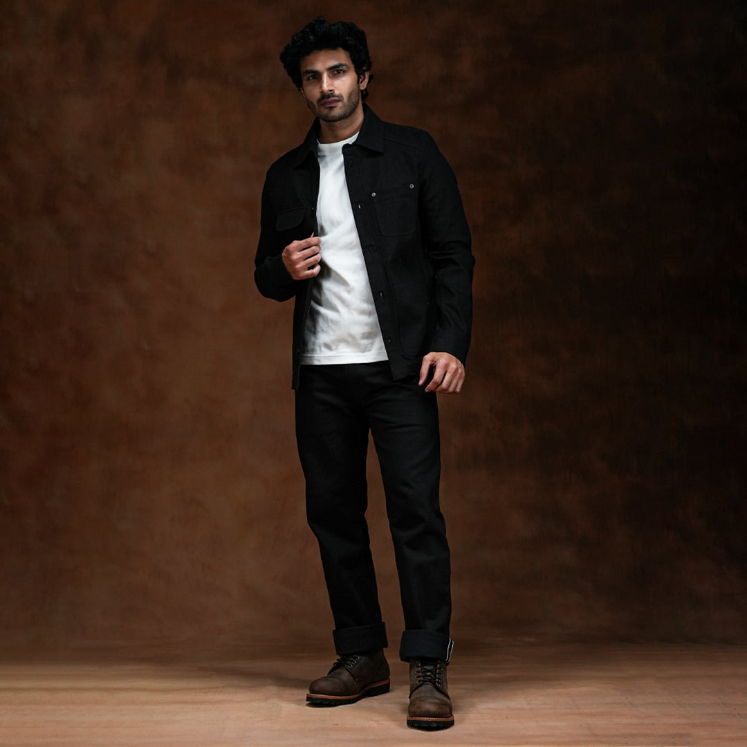 Chore Jacket Double Black 14 Oz Selvedge Denim