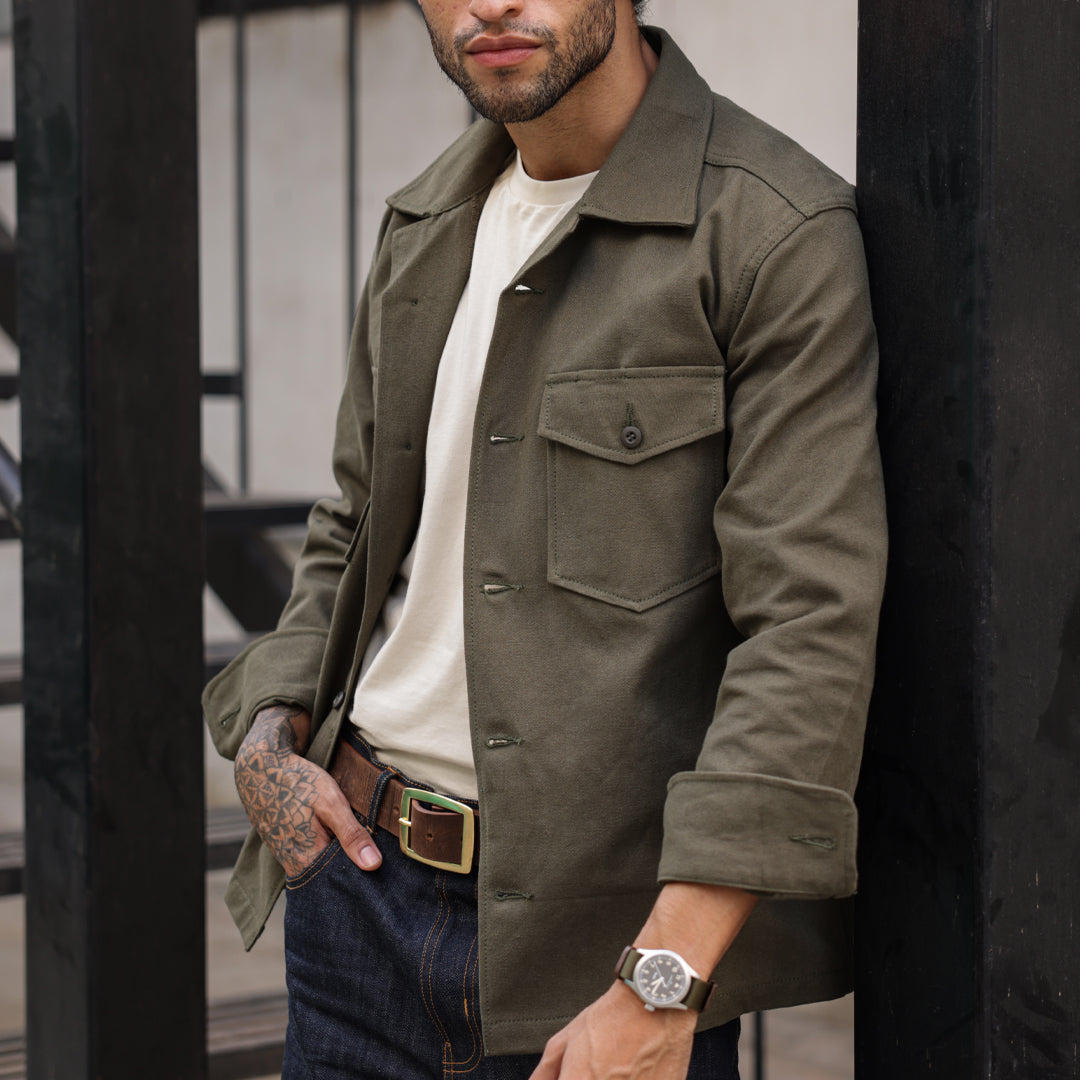 Fatigue Over Shirt Duck Canvas Olive Green