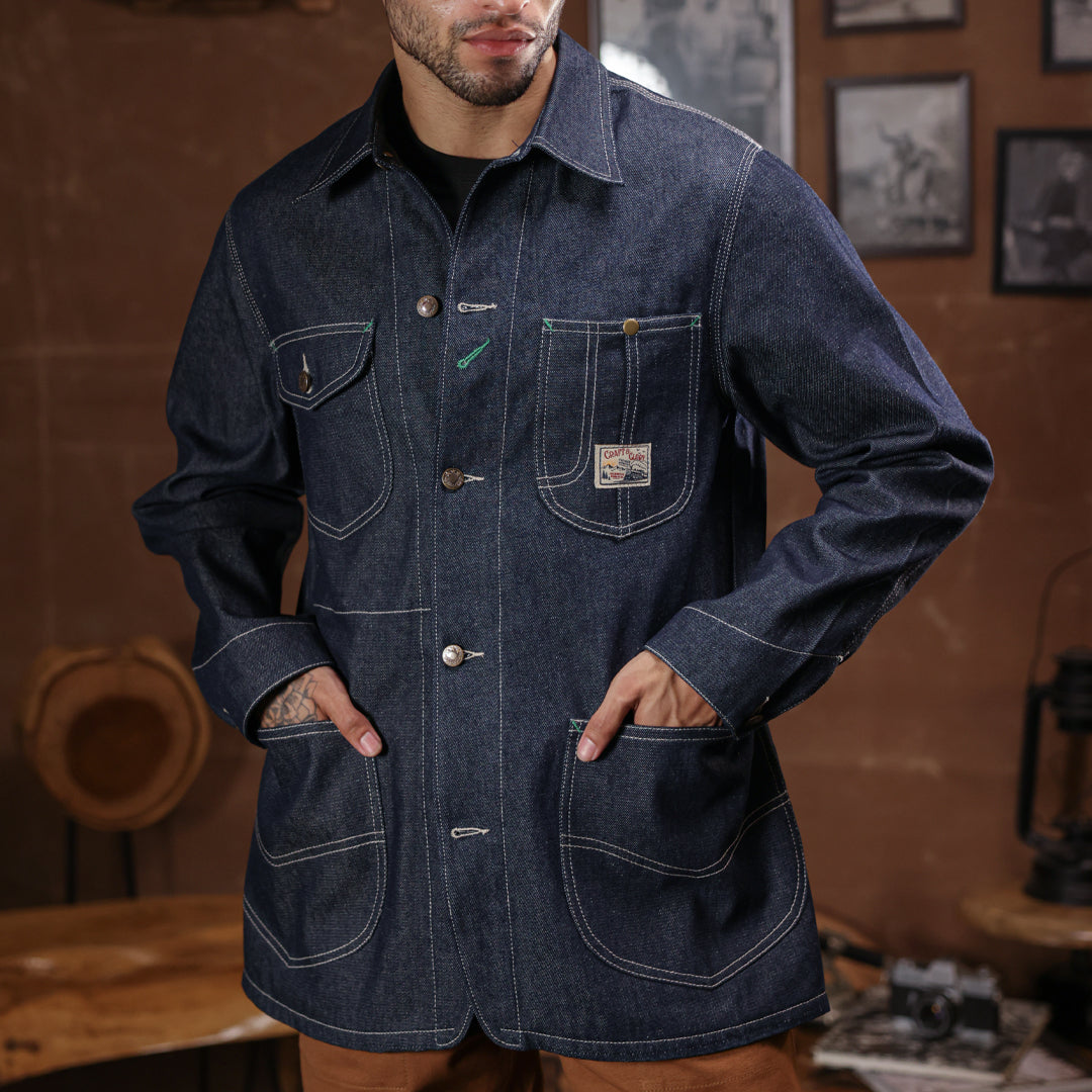 1930 Engineering Coverall Jacket Raw Denim Old Iron Blue