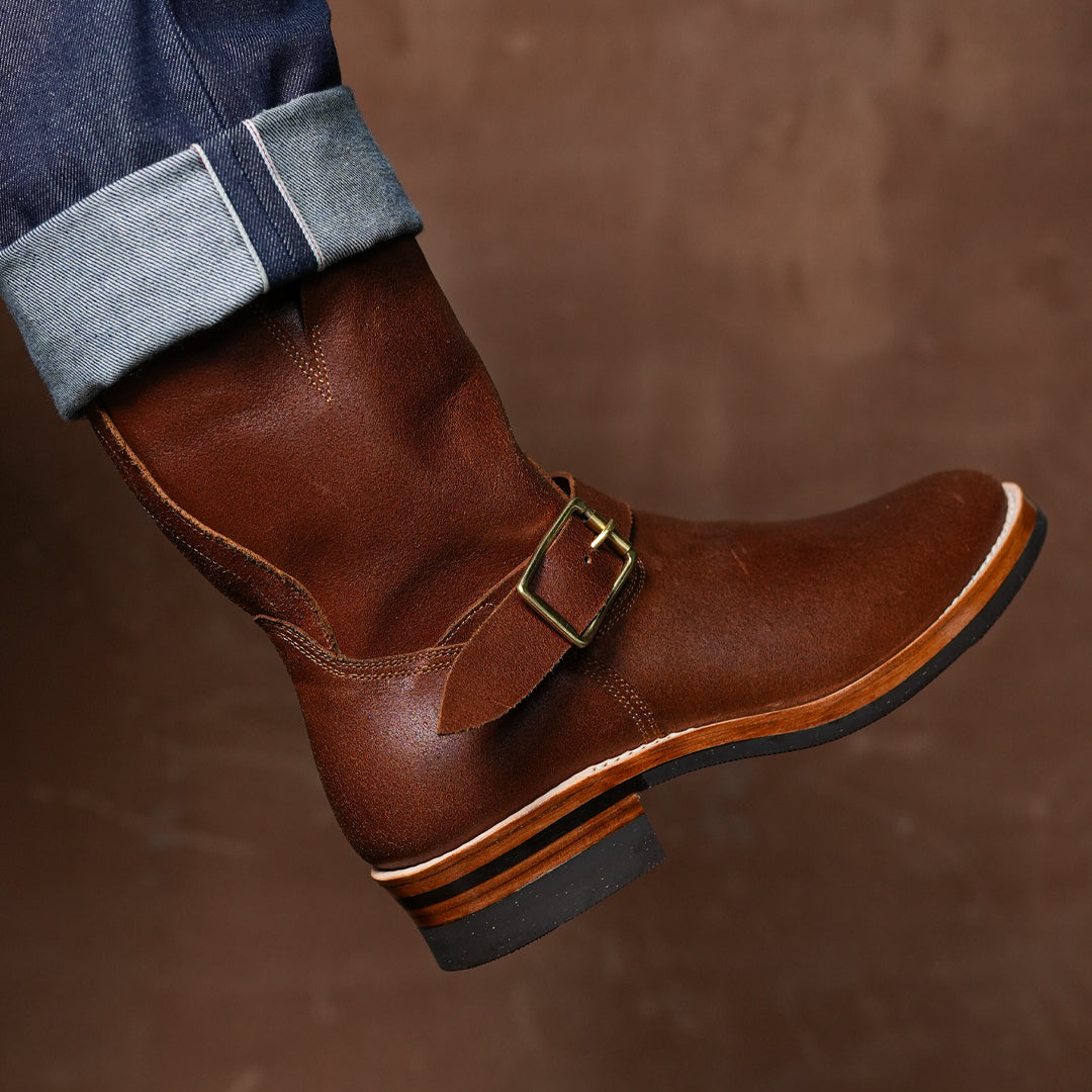 The Foundry Engineer Boots (Russet Waxed Roughout) Goodyear Welted