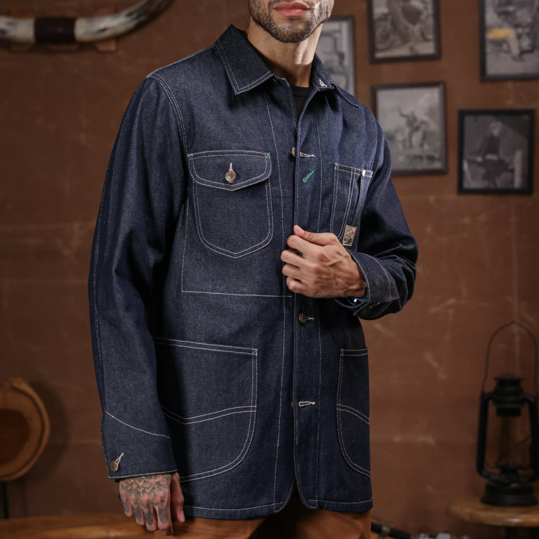 1930 Engineering Coverall Jacket Raw Denim Old Iron Blue