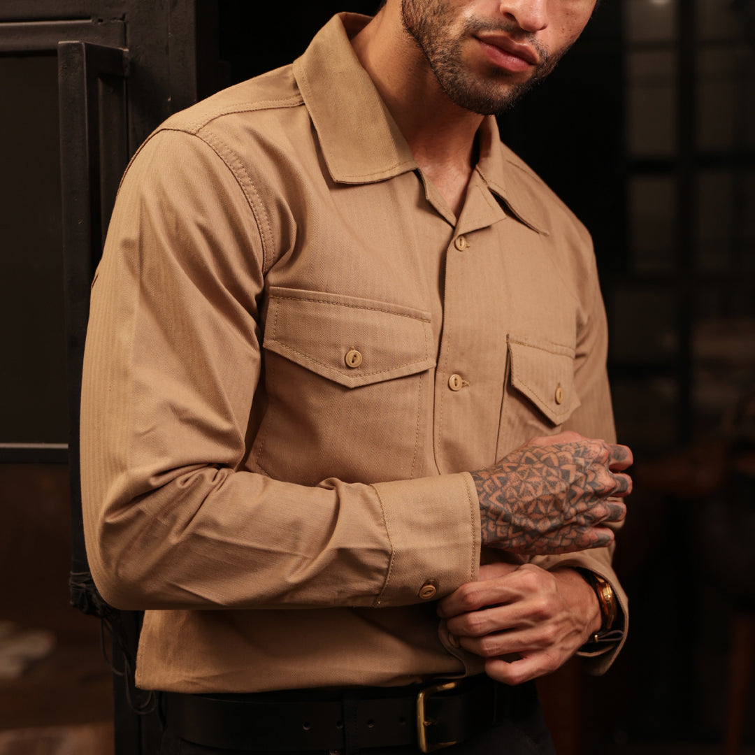 Fatigue Shirt Full Sleeves HBT Khaki