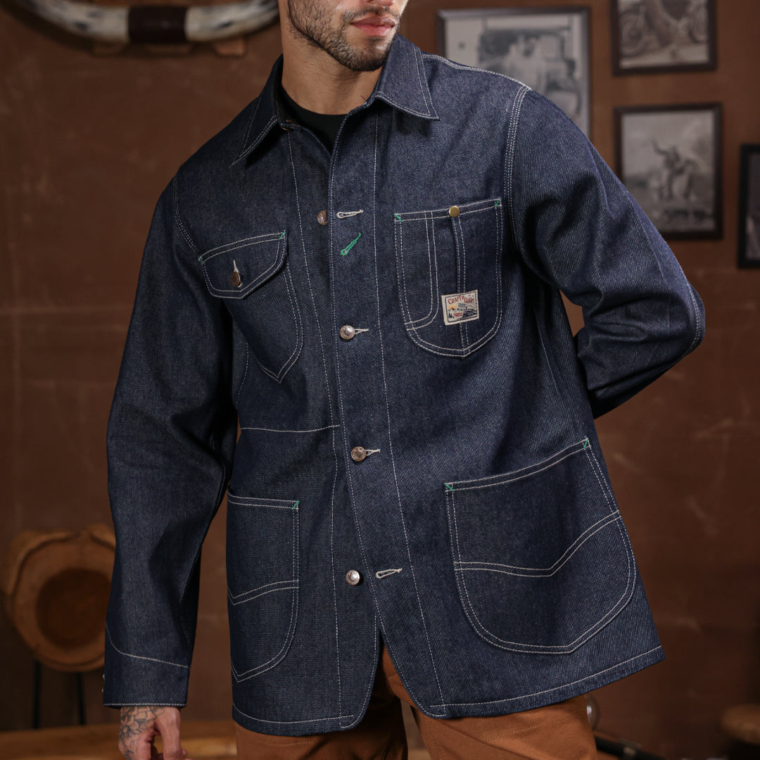 1930 Engineering Coverall Jacket Raw Denim Old Iron Blue