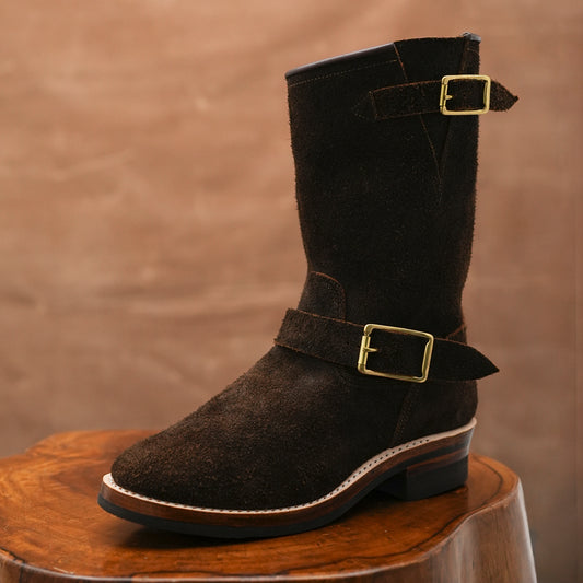 The Foundry Engineer Boots (Grizzly Brown Roughout) Goodyear Welted