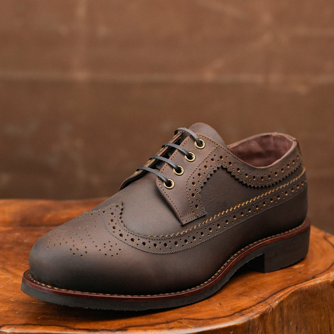 売約済み　未使用 革靴 Goodyear Welted Derby Shoes Sterling Brogue Shoes (Vintage Brown) Goodyear Welted – Craft