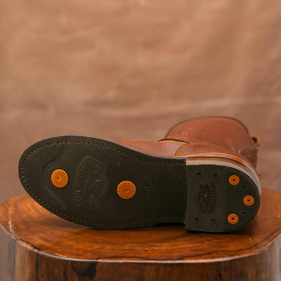 The Foundry Engineer Boots (Russet Waxed Roughout) Goodyear Welted