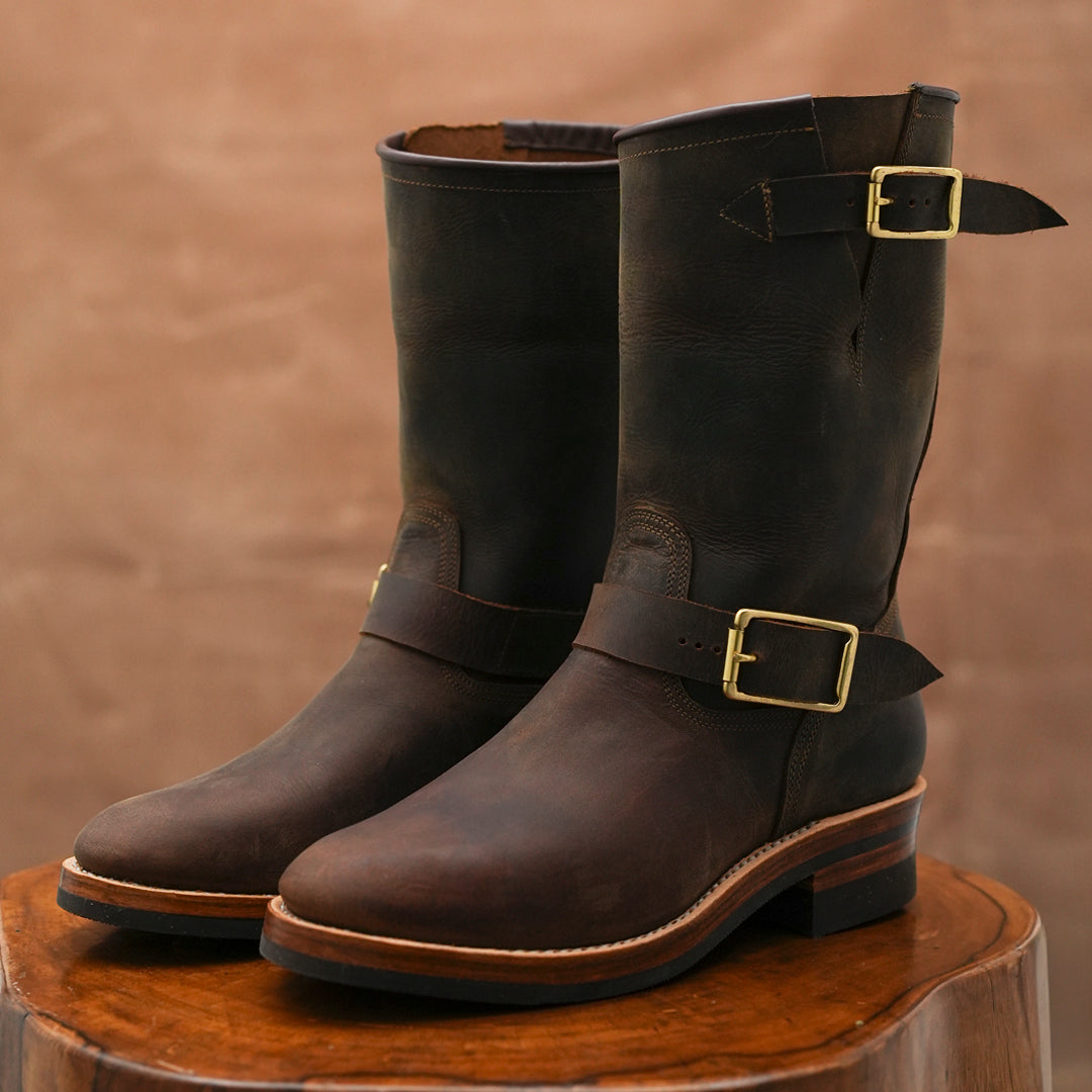 The Foundry Engineer Boots (Vintage Brown) Goodyear Welted
