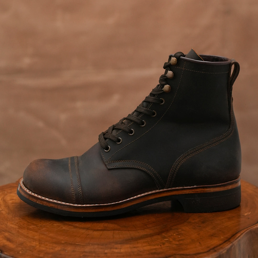 The Brandon Cap Toe Boots (Vintage Brown) (Munson Last - Goodyear Welted)