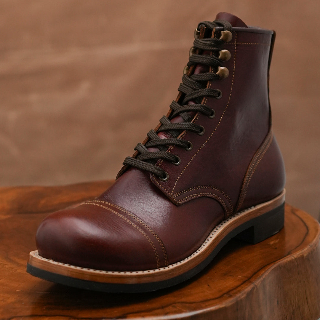 The Brandon Cap Toe Boots (Saddle Tan) (Munson Last - Goodyear Welted)