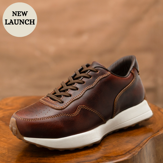 Old Skool Retro Leather Sneakers (Saddle Tan With White Sole)