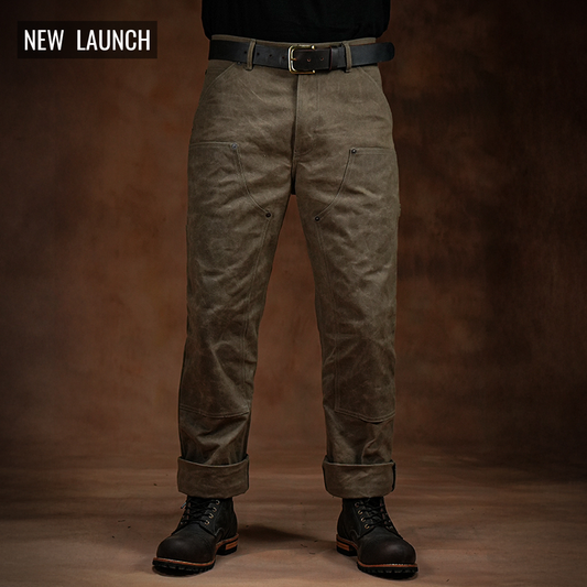 Double Knee Carpenter Field Tan 12 Oz Hard Waxed Canvas Pants For Men (True Straight)