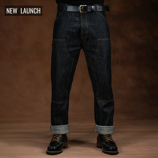 Double Knee Carpenter Blue Blood 13 Oz Selvedge Denim For Men (True Straight)