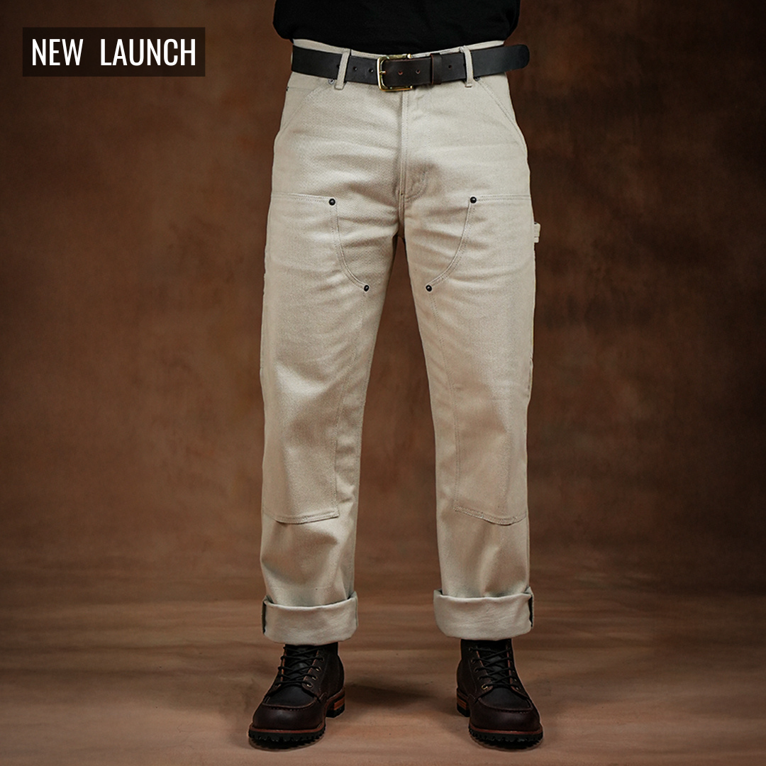 Double Knee Carpenter Arctic Wolf 12 Oz Cotton Twill Pants For Men (True Straight)