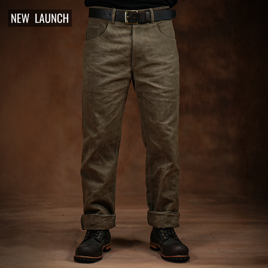 Five Pocket Field Tan 12 Oz Hard Waxed Canvas Pants For Men (True Straight)