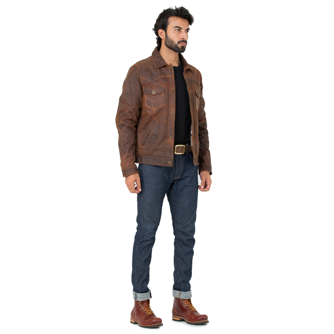 Trucker Type 2 Leather Jacket (Vintage Tan)
