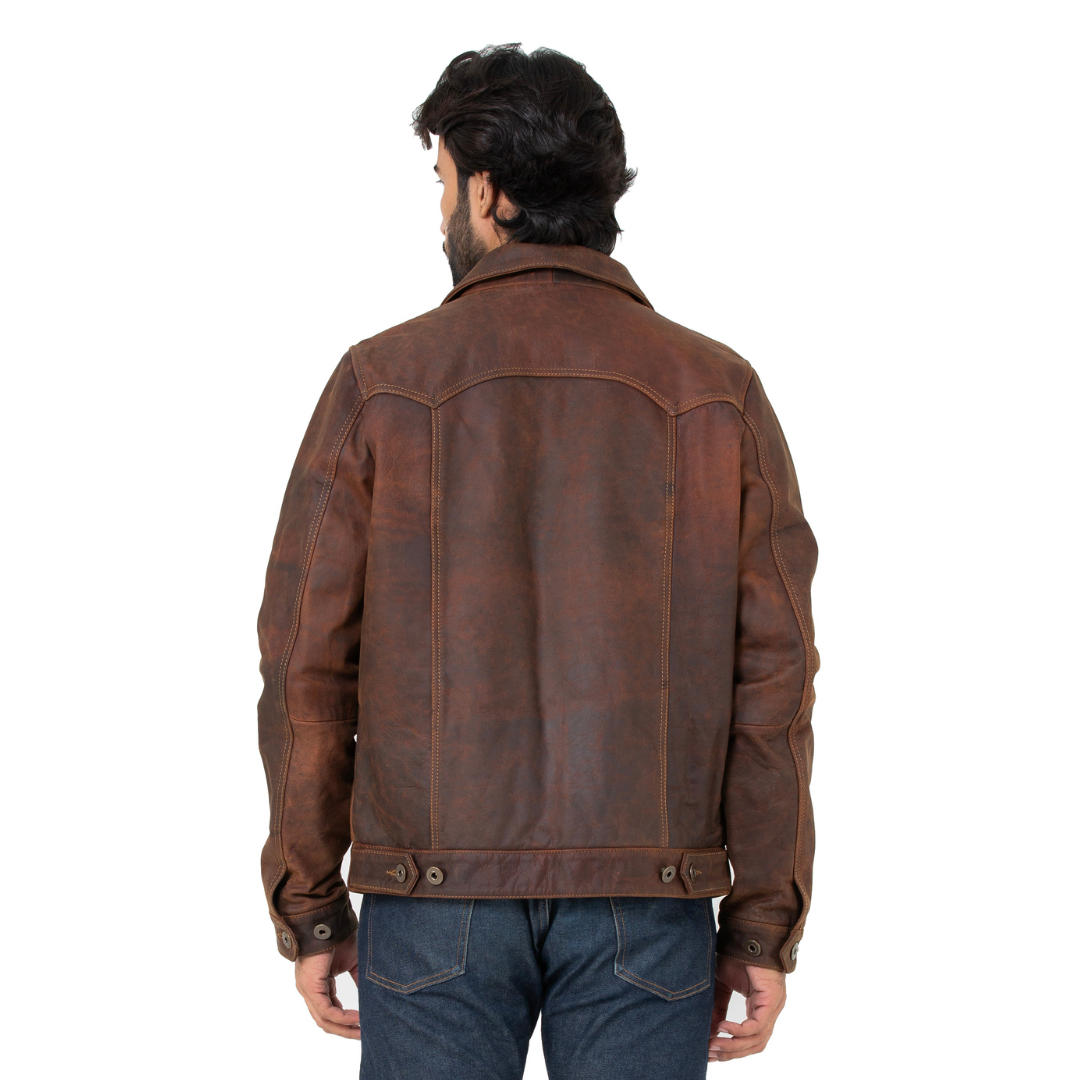 Trucker Type 2 Leather Jacket (Vintage Tan)
