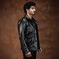 Trucker Type 2 Leather Jacket (Raven Black)