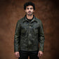 Trucker Type 2 Leather Jacket (Vintage Green)