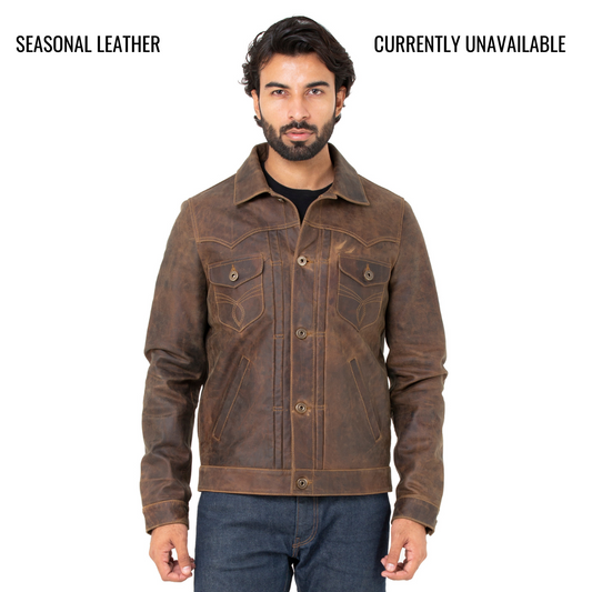 Trucker Type 2 Leather Jacket (Vintage Brown)