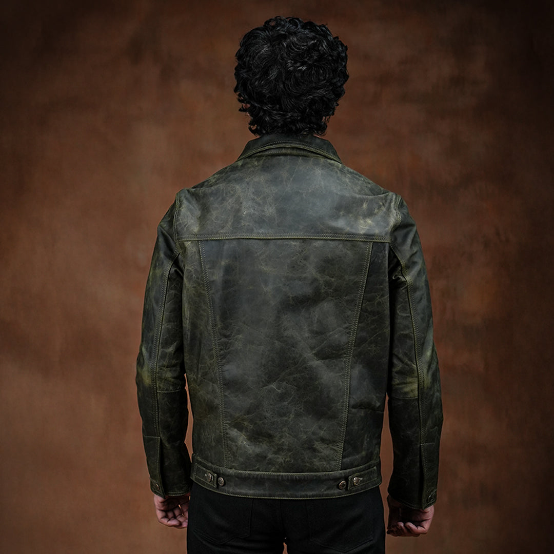 Trucker Type 2 Leather Jacket (Vintage Green) – Craft & Glory