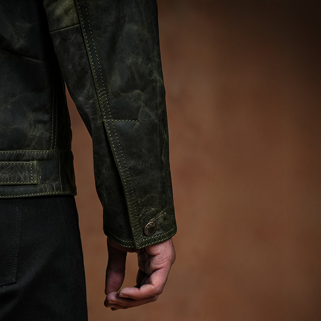 Trucker Type 2 Leather Jacket (Vintage Green)
