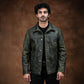 Trucker Type 2 Leather Jacket (Vintage Green)