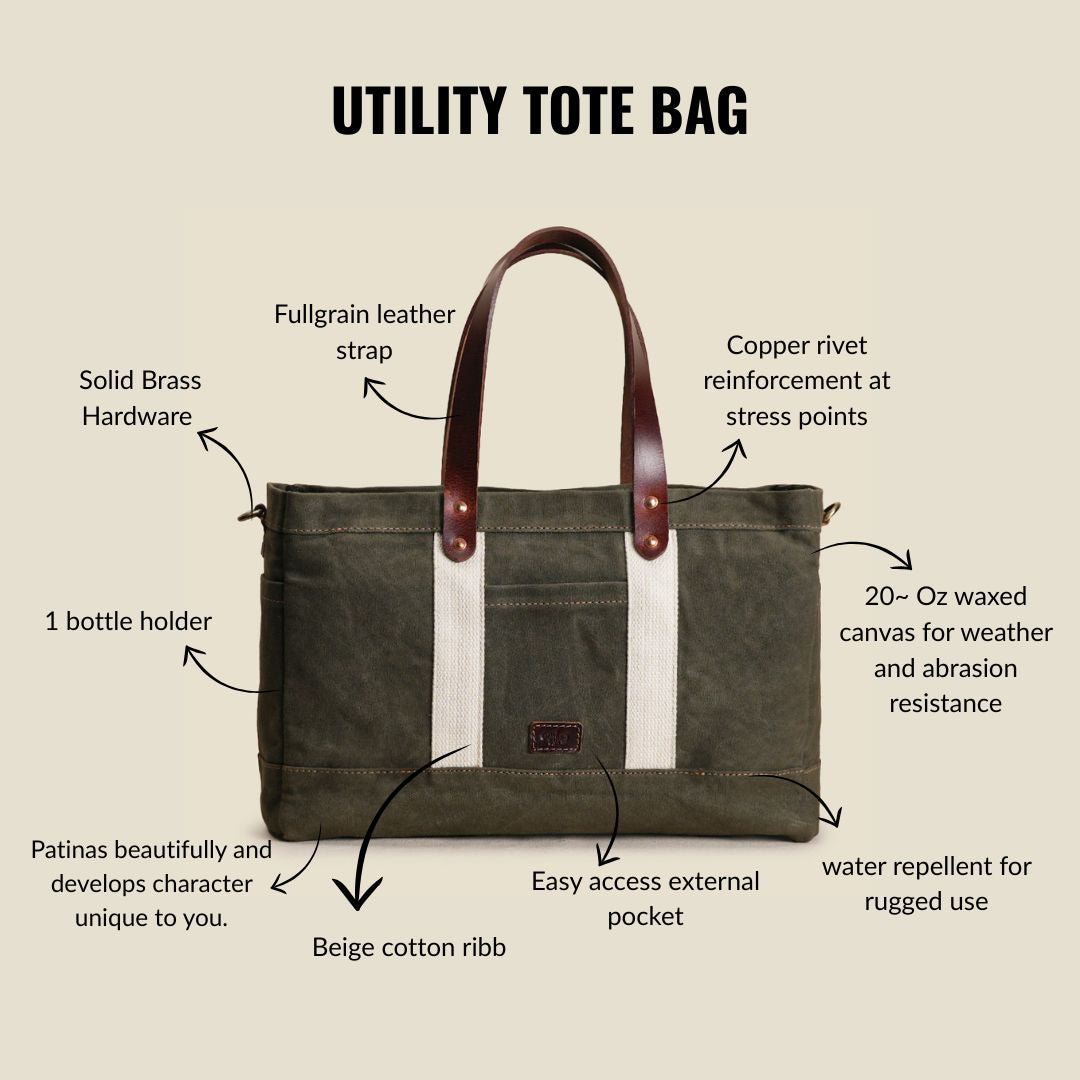 Utility Tote Bag ( Forest Green )