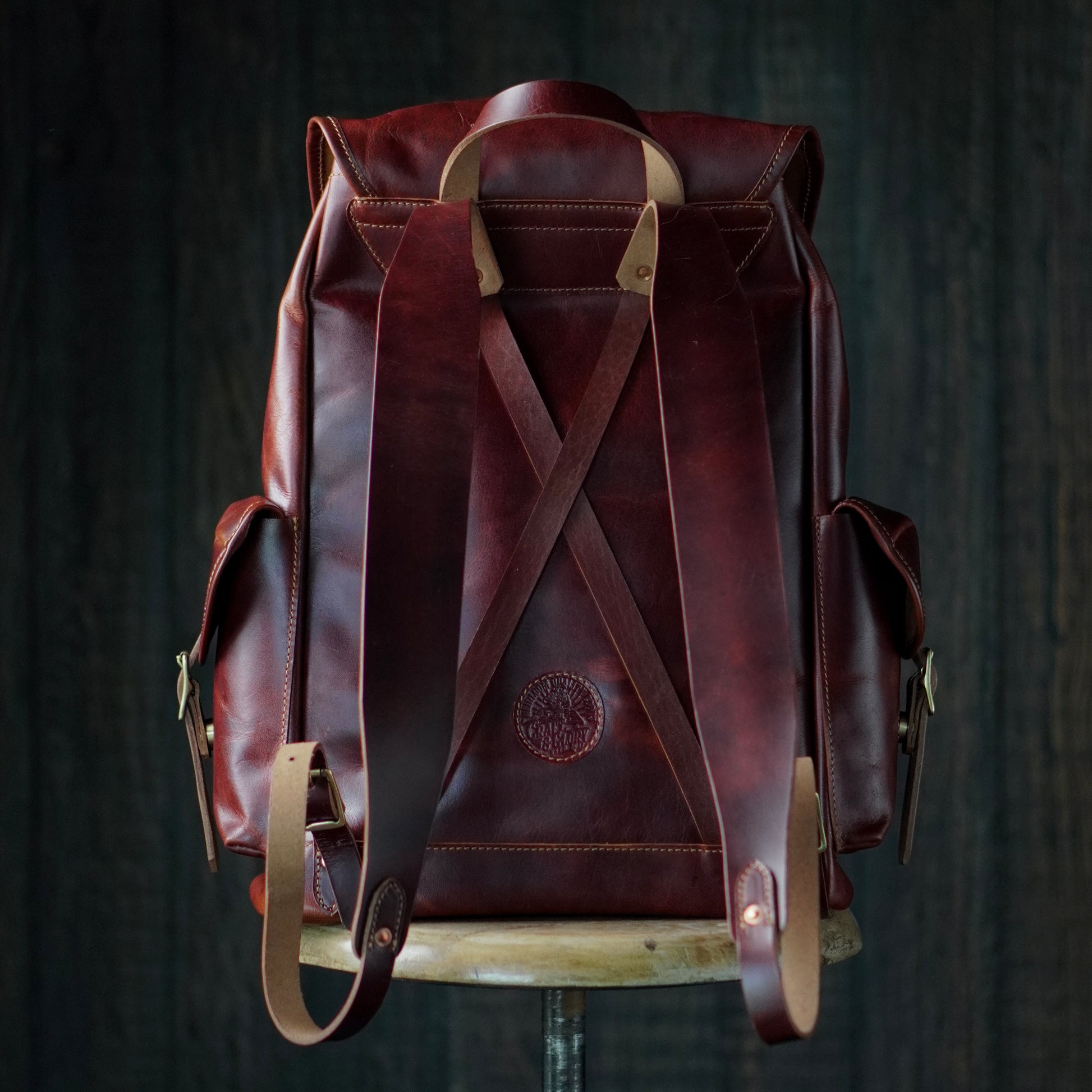 asian leather backpack Vintage Bergan Leather Backpack (Saddle Tan)