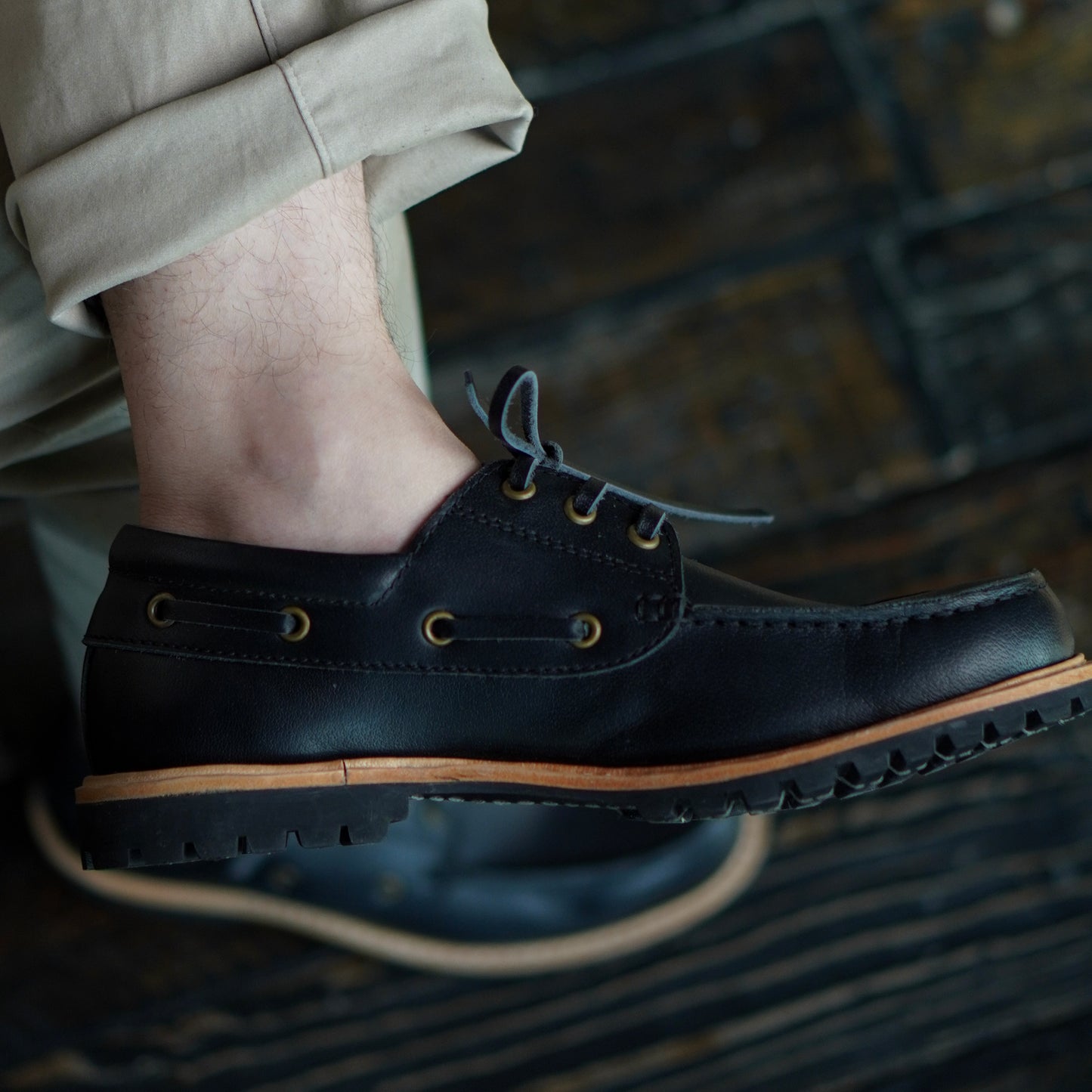 Voyager Boat Shoes (Raven Black) Goodyear Welted