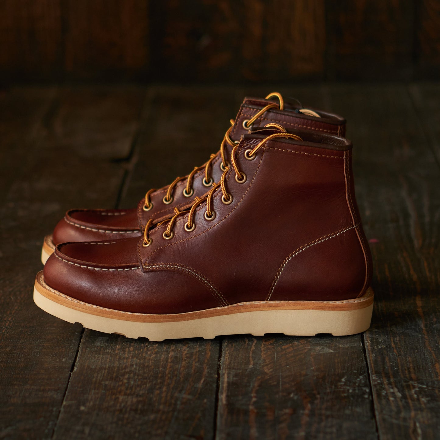 Moc-Toe Leather Boots 6" (Saddle Tan) Goodyear Welted