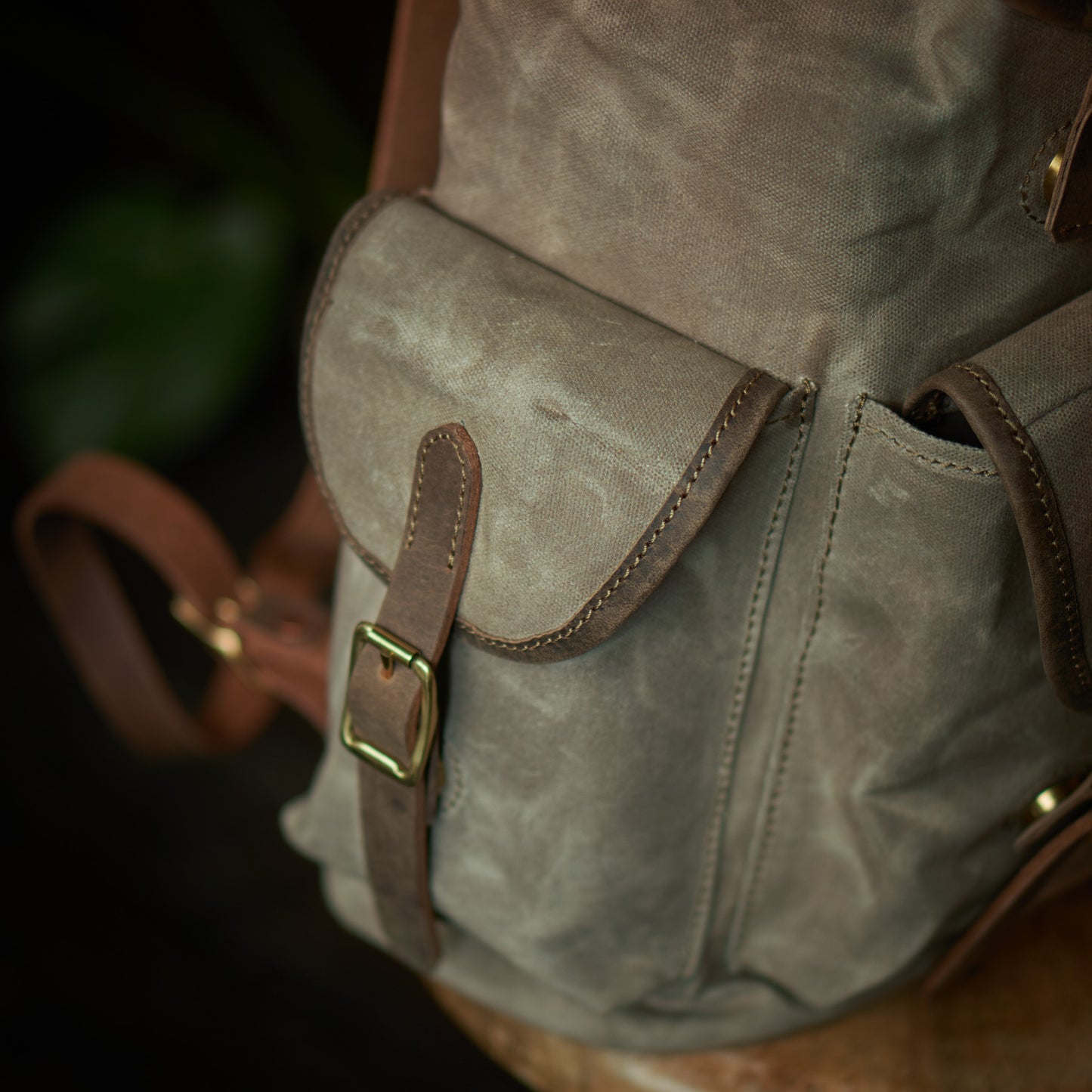 Vintage Bergan Canvas Backpack (Faded Olive)