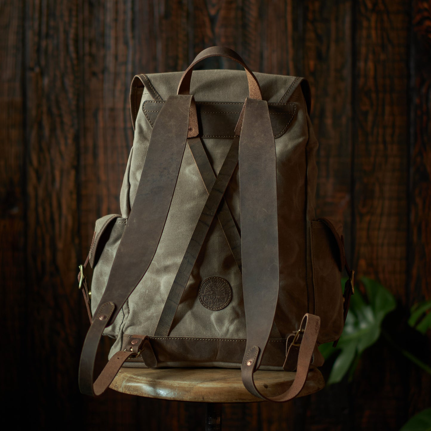 Vintage Bergan Canvas Backpack (Faded Olive)