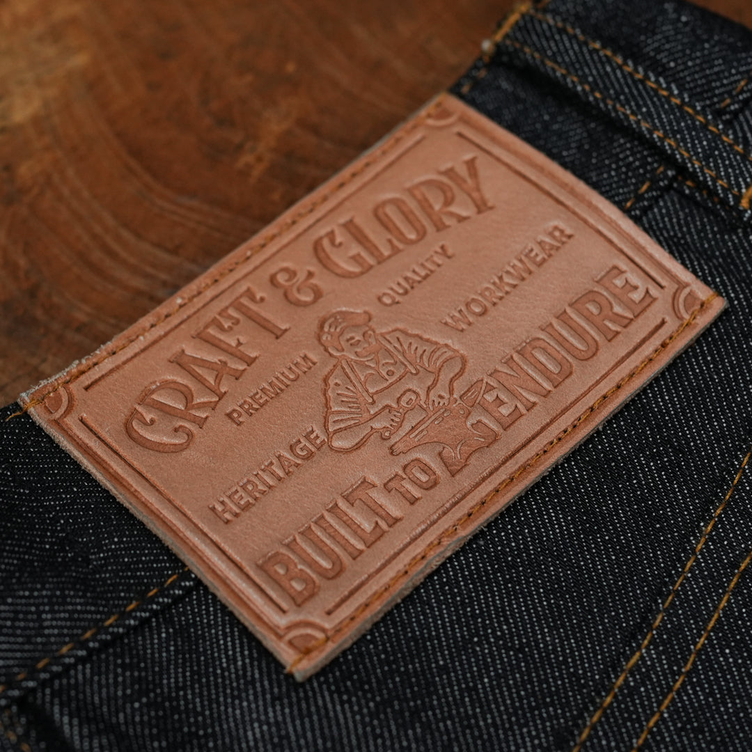 Five Pocket Ghost Black 13 Oz Selvedge Denim For Men (Slim Straight)