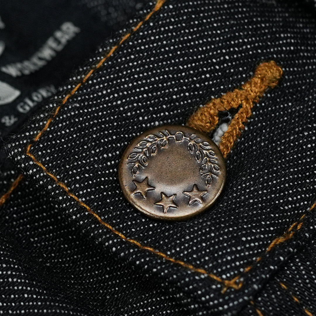 Five Pocket Ghost Black 13 Oz Selvedge Denim For Men (Slim Straight)