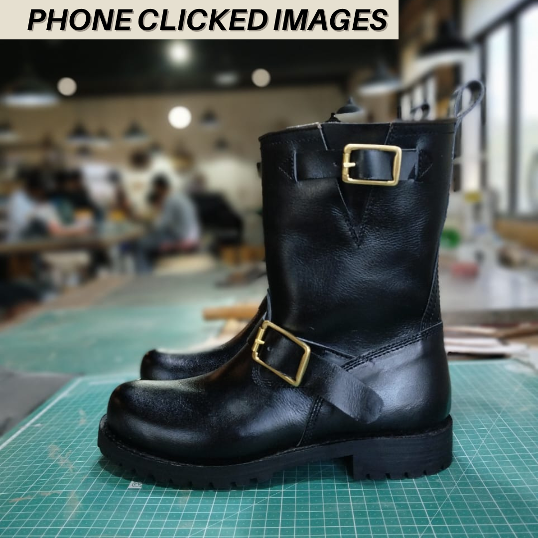 Engineer Boots Raven Black Goodyear Welted Craft Glory International