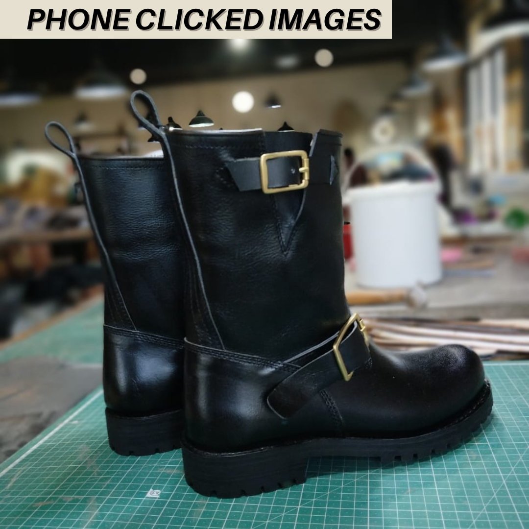 Engineer Boots Raven Black Goodyear Welted Craft Glory International