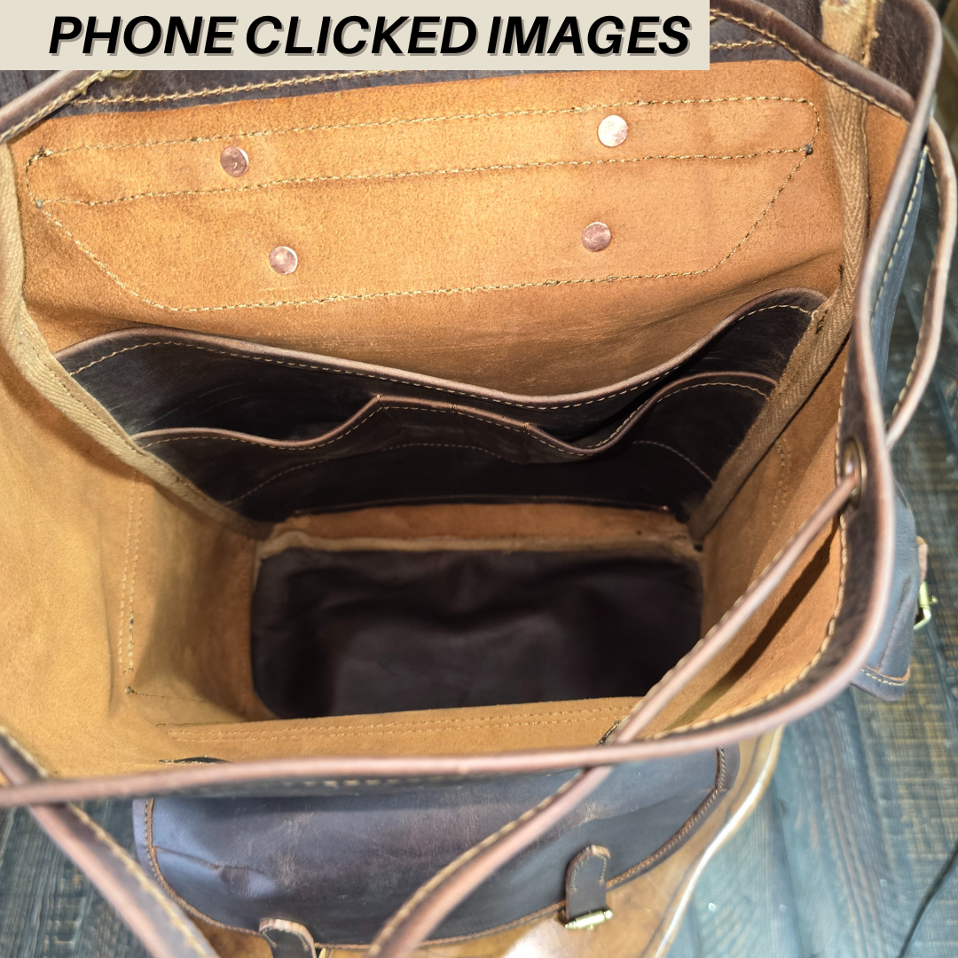 denmark quality backpack leather Vintage Bergan Leather Backpack (Vintage Brown)
