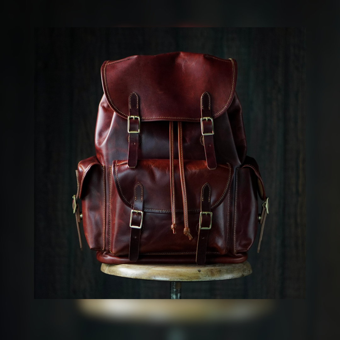 Vintage Bergan Leather Backpack (Saddle Tan)
