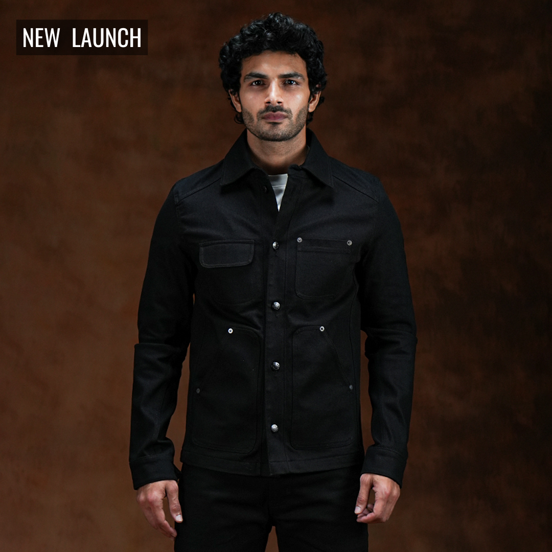 Chore Jacket Double Black 14 Oz Selvedge Denim