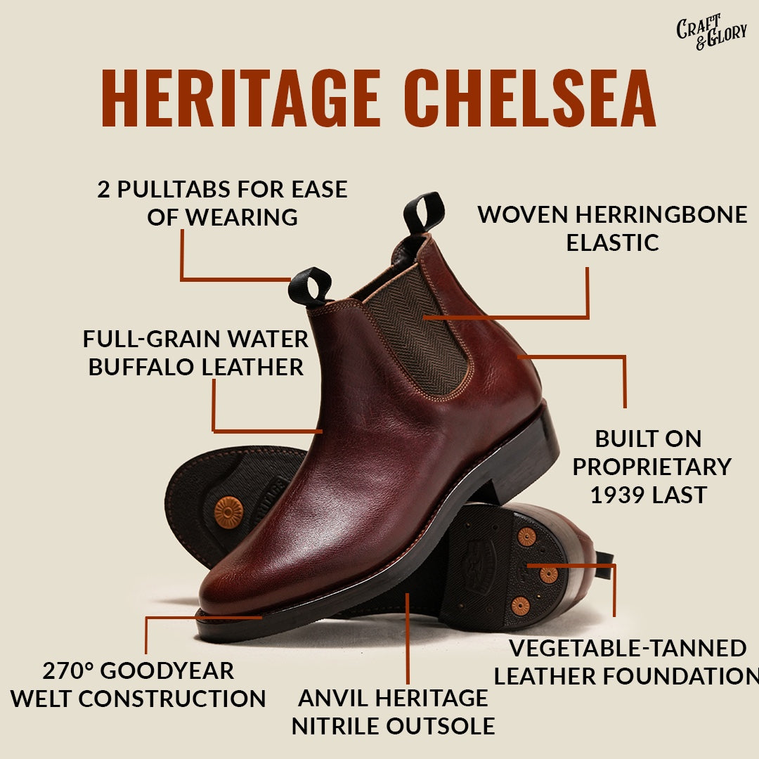 Women Heritage Chelsea Boots 6" (Saddle Tan) Goodyear Welted