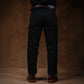 Double Knee Carpenter Double Black 14 Oz Selvedge Denim For Men (True Straight)