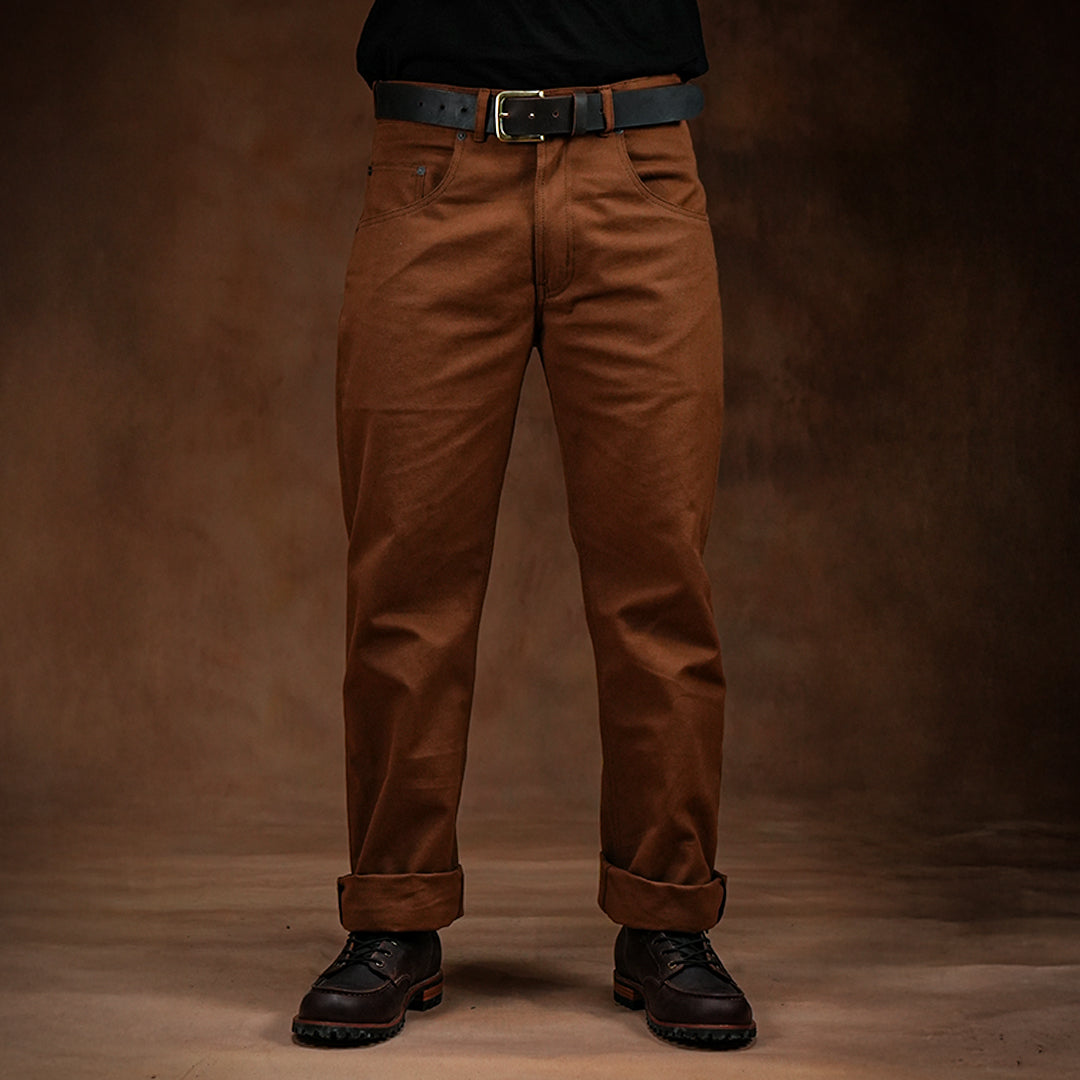 Five Pocket Fox Brown 12 Oz Duck Canvas Pants For Men (True