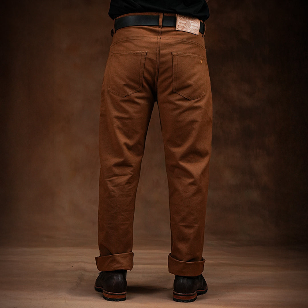 Five Pocket Fox Brown 12 Oz Duck Canvas Pants For Men (True