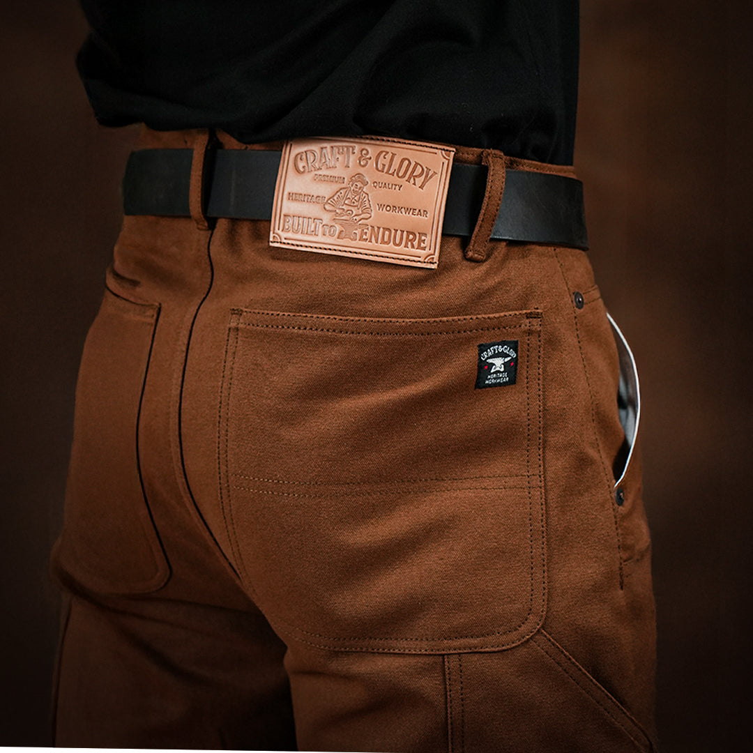 Double Knee Carpenter Fox Brown 12 Oz Duck Canvas Pants For Men
