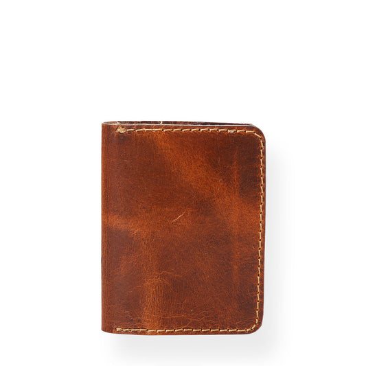 Bi - Fold Vertical Card Holder  (Saddle Tan)