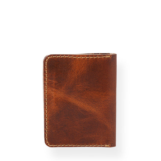 Bi - Fold Vertical Card Holder  (Saddle Tan)