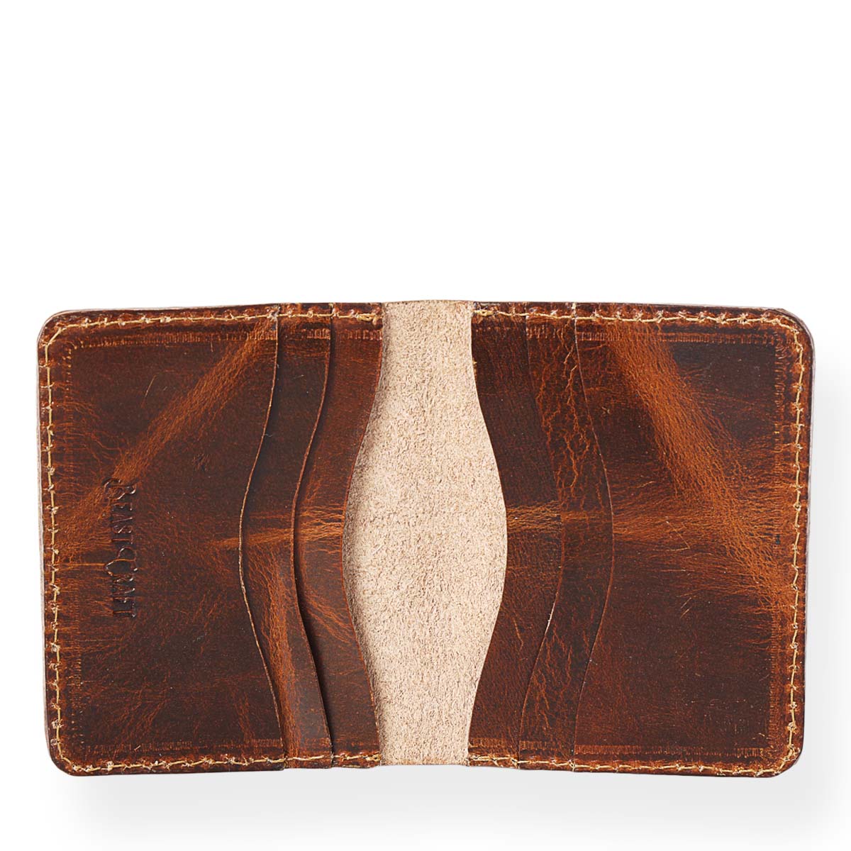 Bi - Fold Vertical Card Holder  (Saddle Tan)